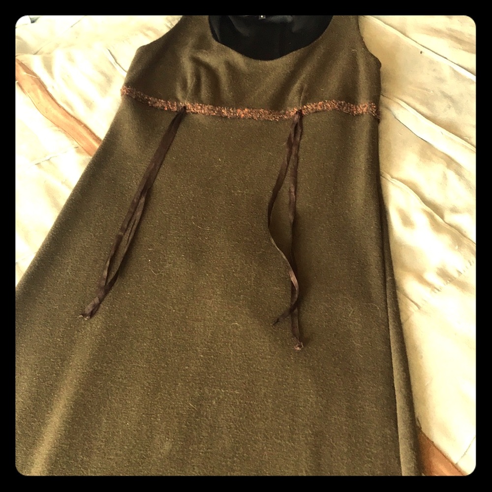 Betsey Johnson Olive Green Sleeveless Winter Dress